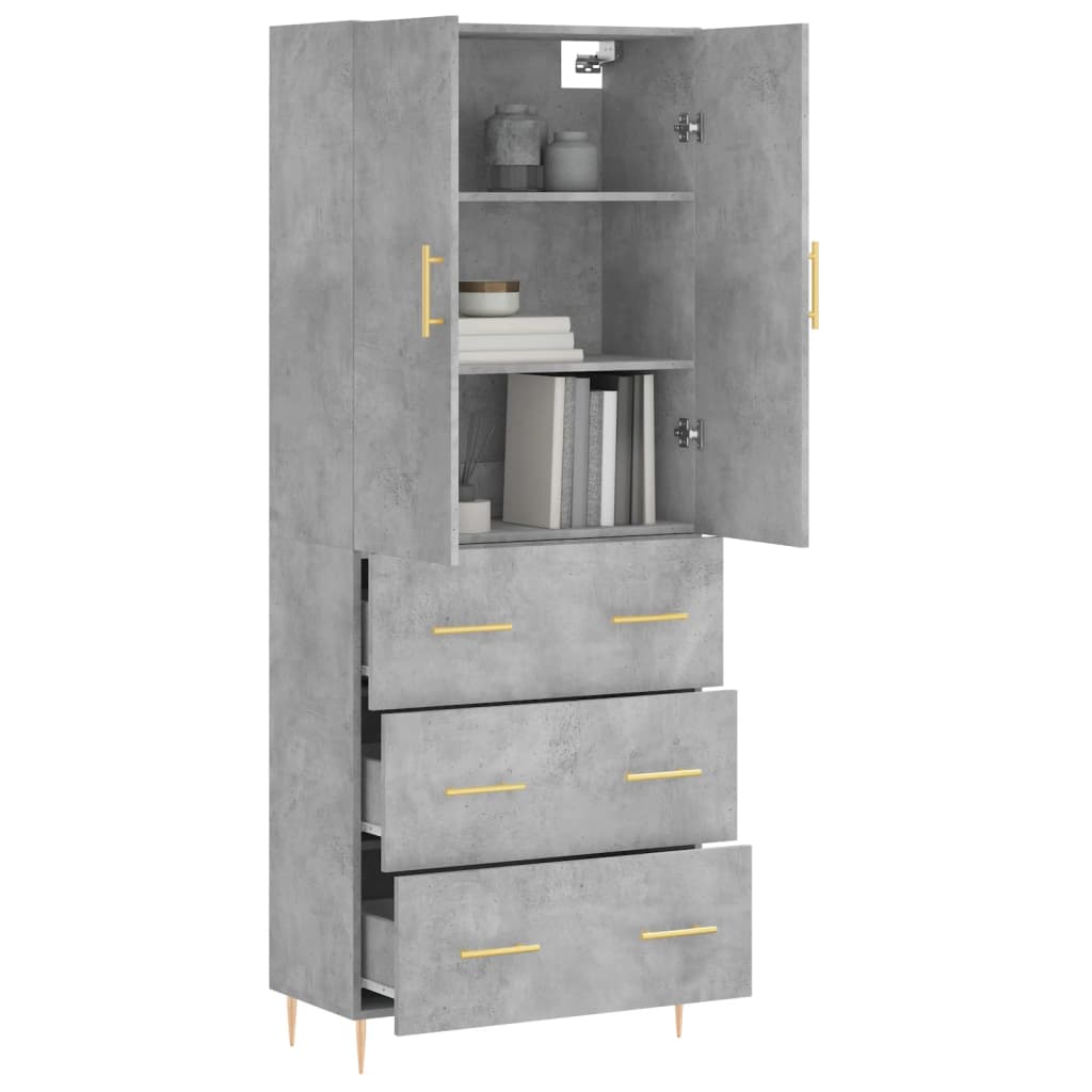 Credenza Grigio Cemento 69,5x34x180 cm in Legno Multistratocod mxl 128295