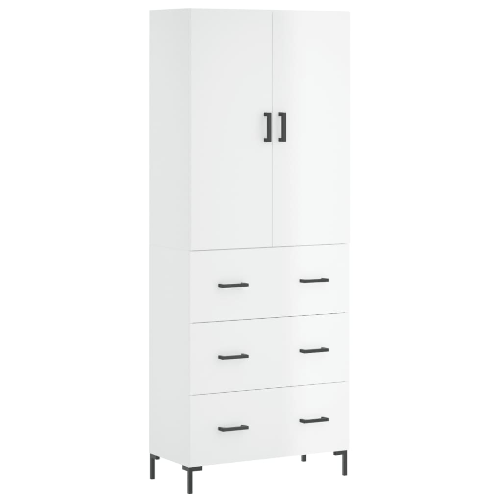 Credenza Bianco Lucido 69,5x34x180 cm in Legno Multistrato 3195845