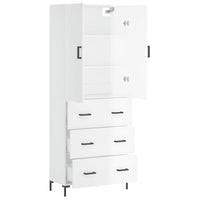 Credenza Bianco Lucido 69,5x34x180 cm in Legno Multistrato 3195845