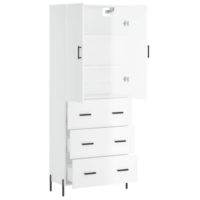 Credenza Bianco Lucido 69,5x34x180 cm in Legno Multistrato 3195853