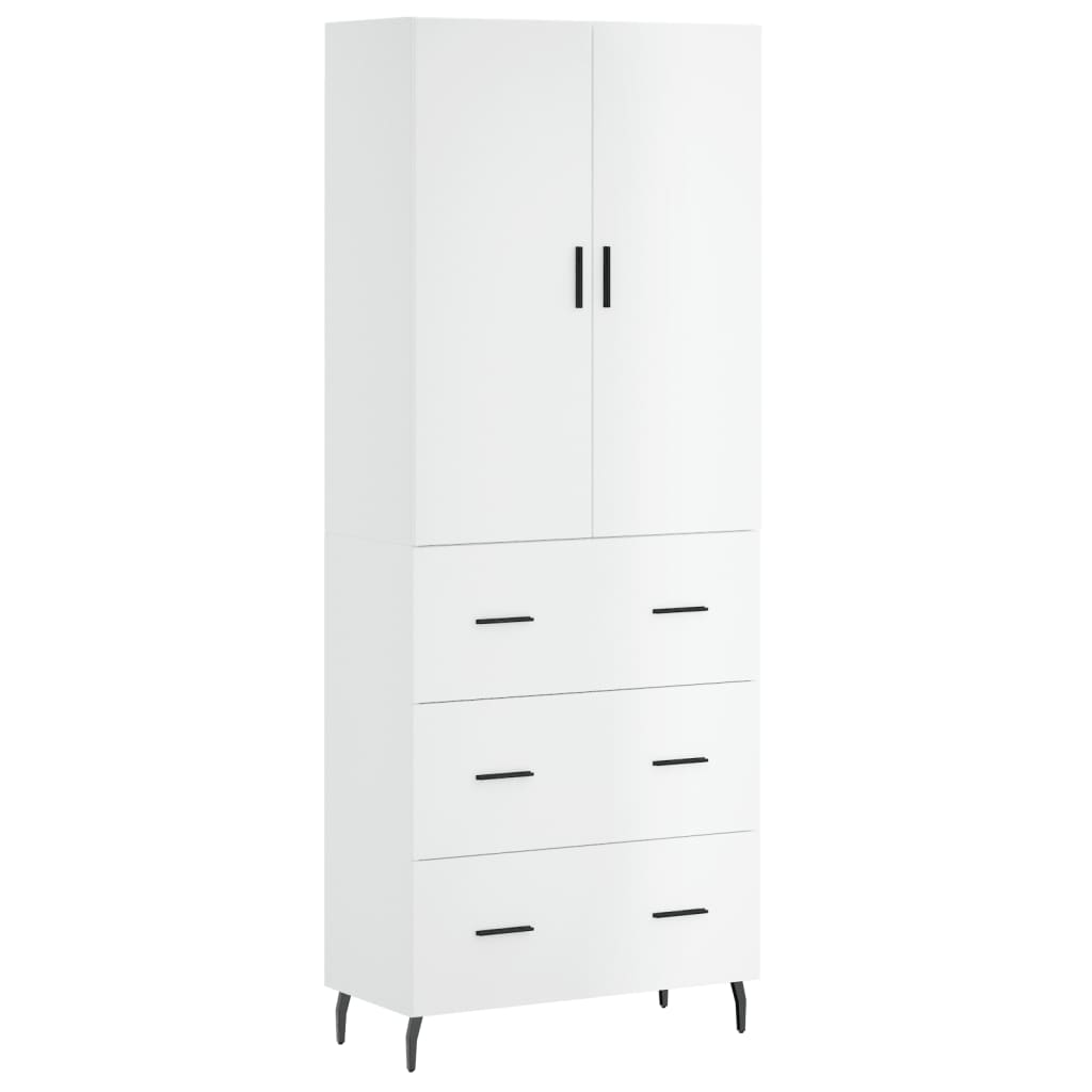 Credenza Bianco Lucido 69,5x34x180 cm in Legno Multistrato 3195861