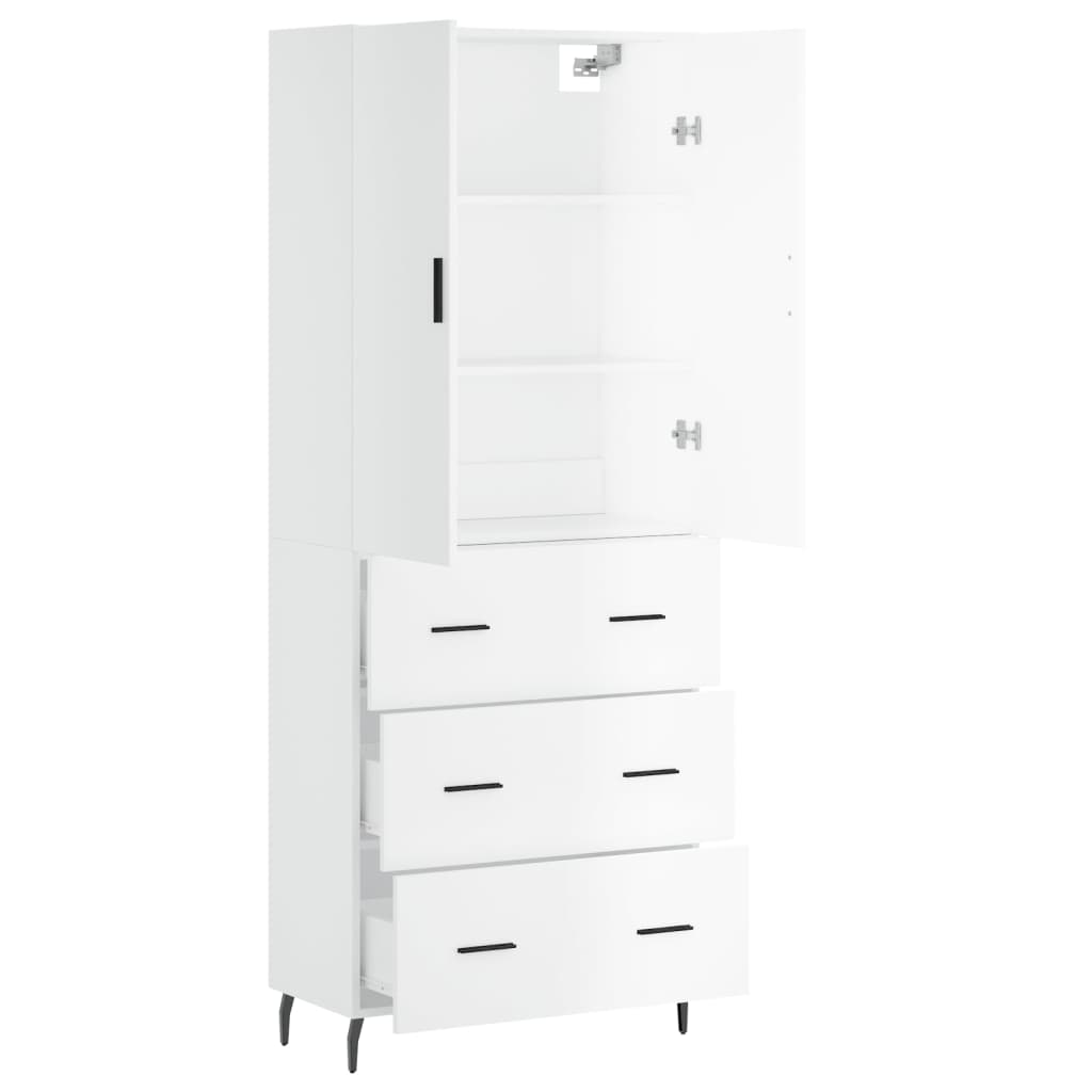 Credenza Bianco Lucido 69,5x34x180 cm in Legno Multistrato 3195861