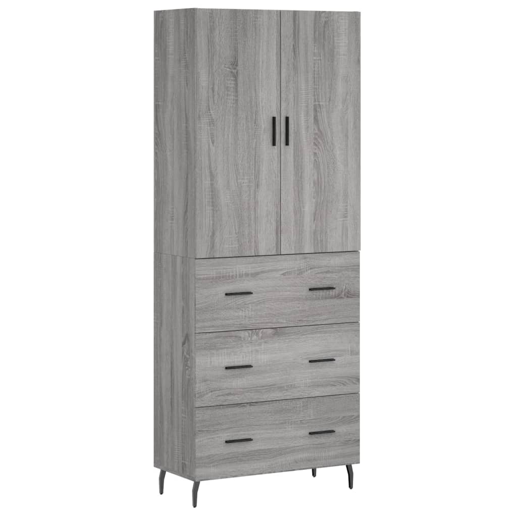 Credenza Grigio Sonoma 69,5x34x180 cm in Legno Multistrato 3195865