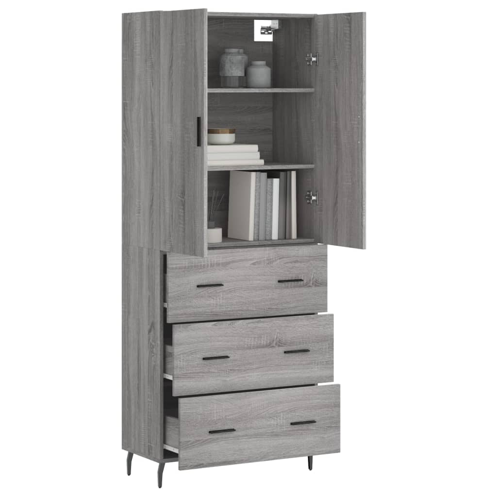 Credenza Grigio Sonoma 69,5x34x180 cm in Legno Multistrato 3195865