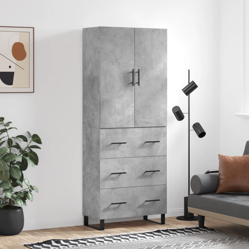 Credenza Grigio Cemento 69,5x34x180 cm in Legno Multistrato 3195871