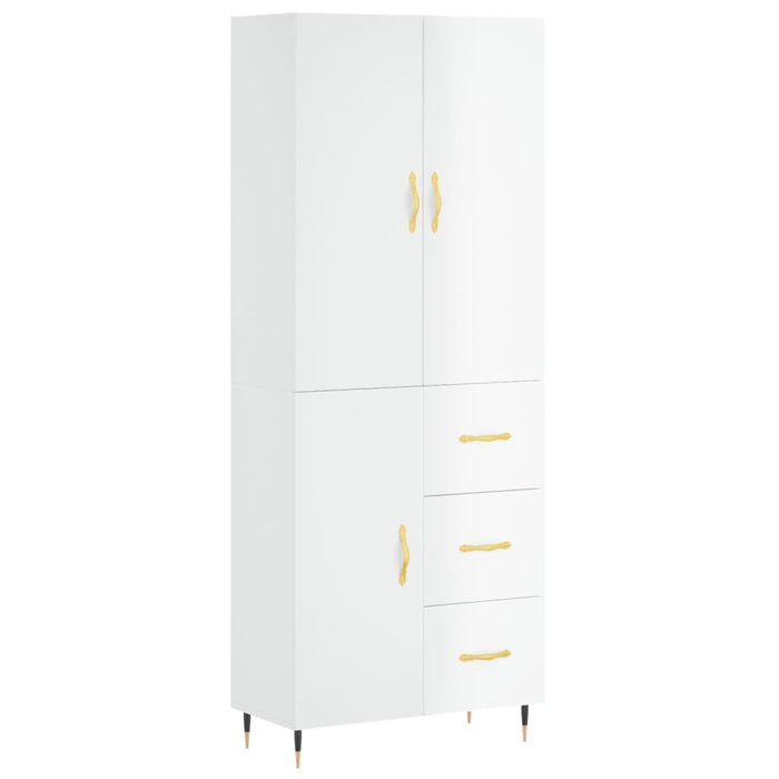 Credenza Bianco Lucido 69,5x34x180 cm in Legno Multistratocod mxl 125688