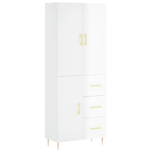 Credenza Bianco Lucido 69,5x34x180 cm in Legno Multistrato 3195893