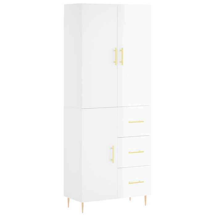 Credenza Bianco Lucido 69,5x34x180 cm in Legno Multistrato 3195893