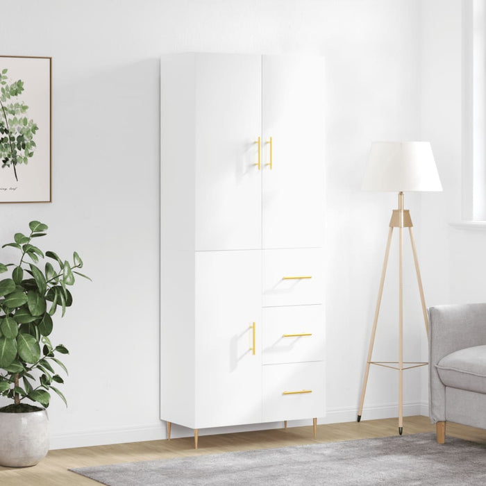 Credenza Bianco Lucido 69,5x34x180 cm in Legno Multistrato 3195893