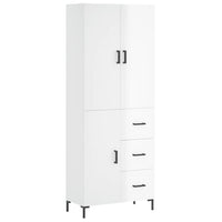 Credenza Bianco Lucido 69,5x34x180 cm in Legno Multistrato 3195901