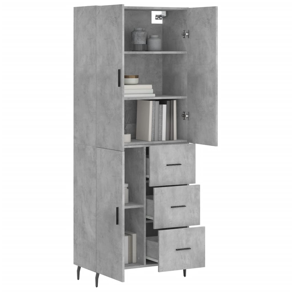 Credenza Grigio Cemento 69,5x34x180 cm in Legno Multistrato 3195919