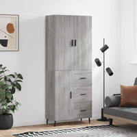 Credenza Grigio Sonoma 69,5x34x180 cm in Legno Multistratocod mxl 125701