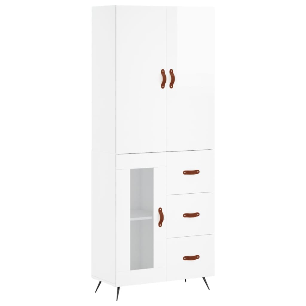 Credenza Bianco Lucido 69,5x34x180 cm in Legno Multistratocod mxl 77866