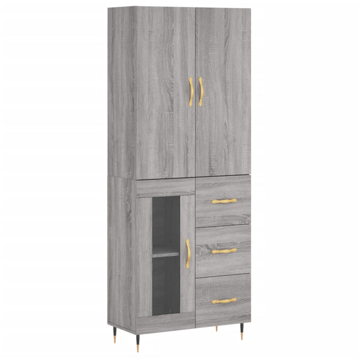 Credenza Grigio Sonoma 69,5x34x180 cm in Legno Multistrato 3195945