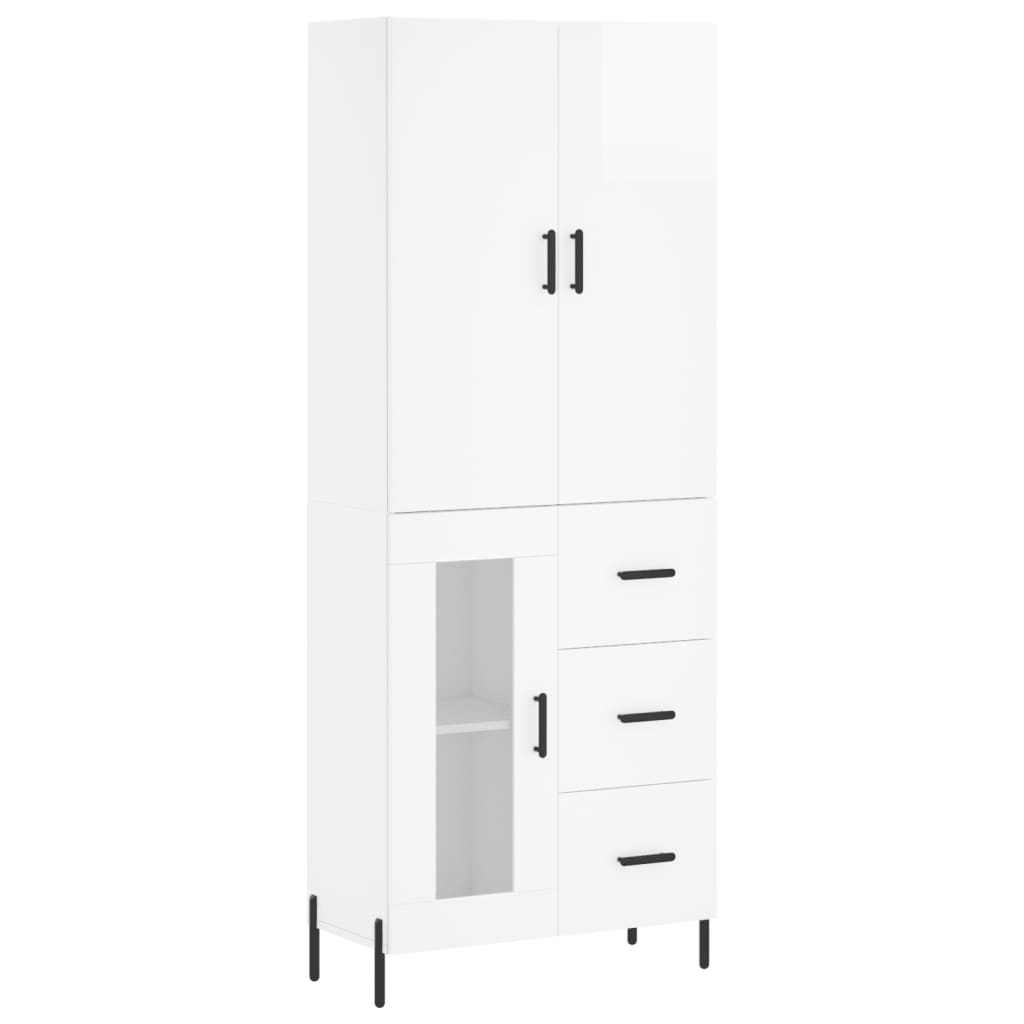 Credenza Bianco Lucido 69,5x34x180 cm in Legno Multistrato 3195965