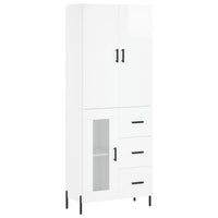 Credenza Bianco Lucido 69,5x34x180 cm in Legno Multistrato 3195965