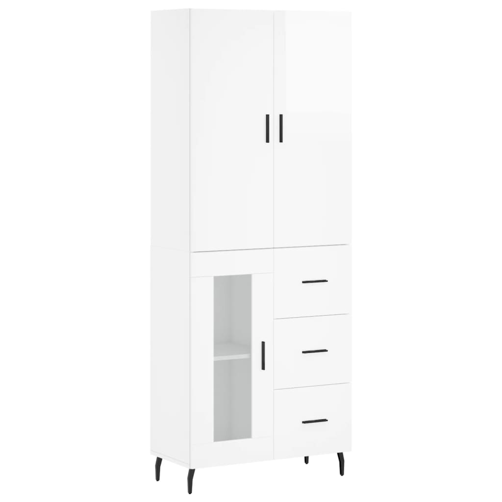 Credenza Bianco Lucido 69,5x34x180 cm in Legno Multistrato 3195973