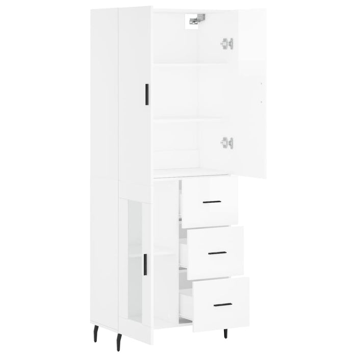 Credenza Bianco Lucido 69,5x34x180 cm in Legno Multistrato 3195973