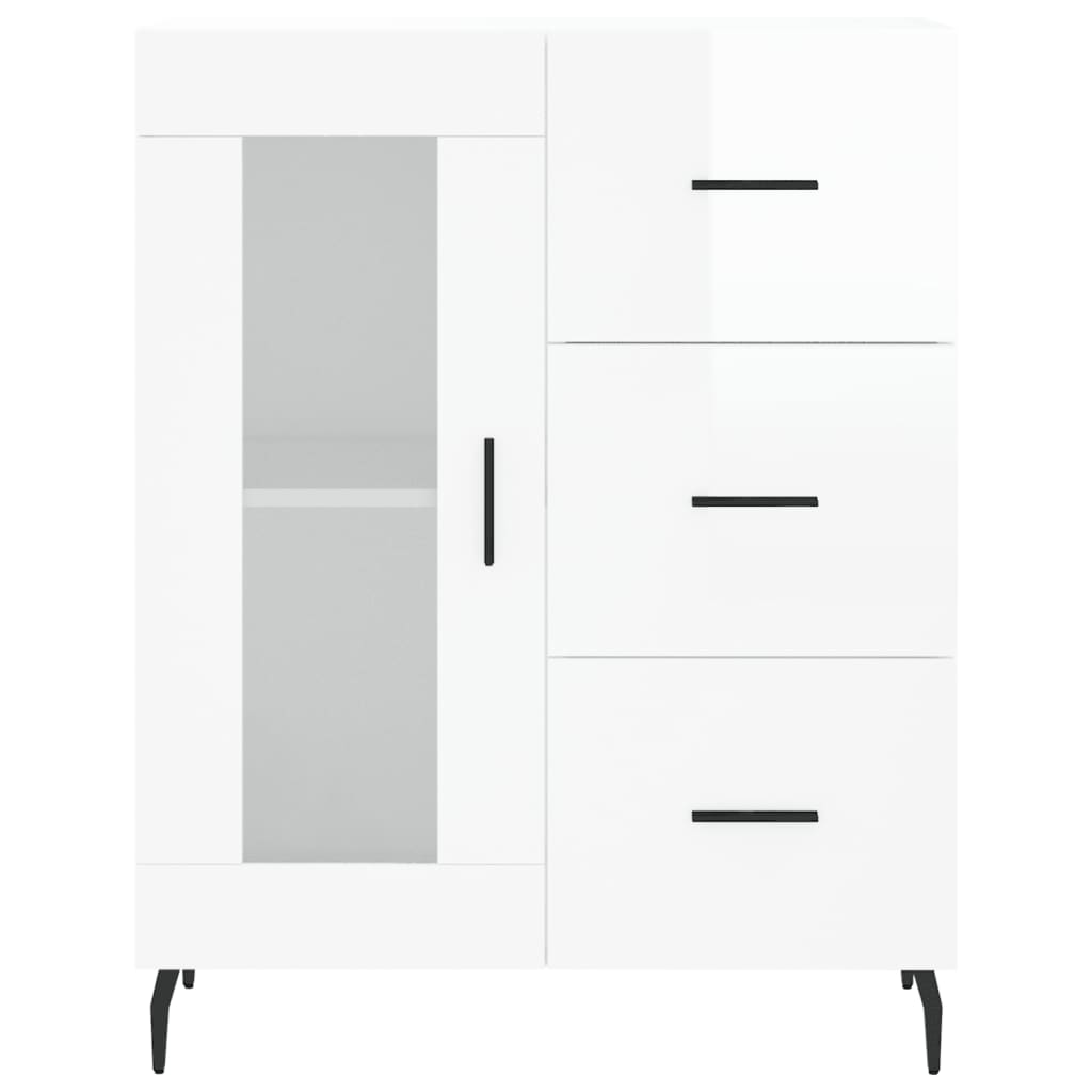 Credenza Bianco Lucido 69,5x34x180 cm in Legno Multistrato 3195973