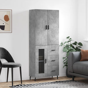 Credenza Grigio Cemento 69,5x34x180 cm in Legno Multistrato 3195975