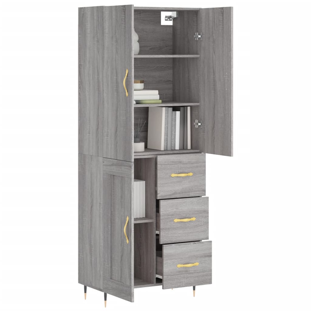 Credenza Grigio Sonoma 69,5x34x180 cm in Legno Multistrato 3196001