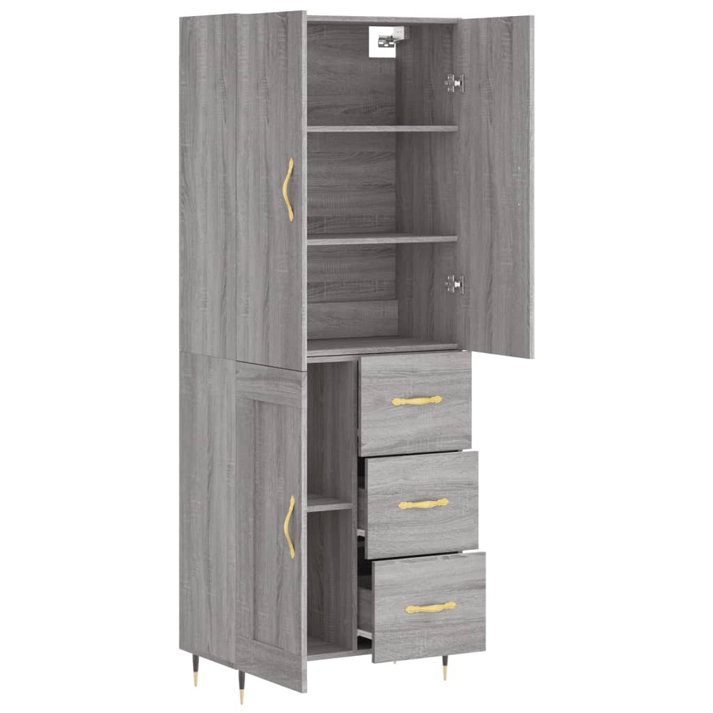 Credenza Grigio Sonoma 69,5x34x180 cm in Legno Multistrato 3196001