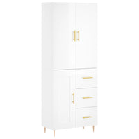 Credenza Bianco Lucido 69,5x34x180 cm in Legno Multistrato 3196005