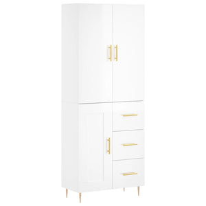 Credenza Bianco Lucido 69,5x34x180 cm in Legno Multistrato 3196005