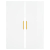 Credenza Bianco Lucido 69,5x34x180 cm in Legno Multistrato 3196005