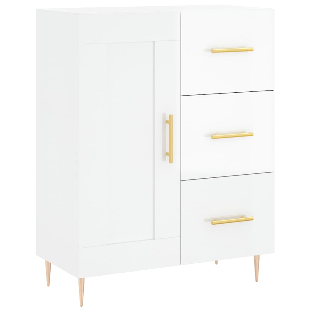 Credenza Bianco Lucido 69,5x34x180 cm in Legno Multistrato 3196005