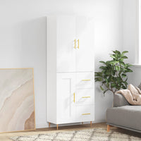 Credenza Bianco Lucido 69,5x34x180 cm in Legno Multistrato 3196005