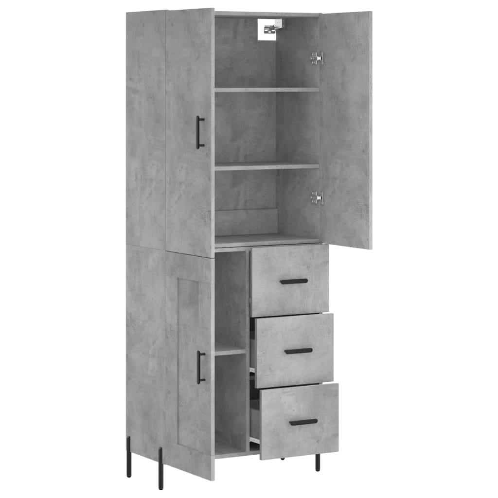 Credenza Grigio Cemento 69,5x34x180 cm in Legno Multistrato 3196023