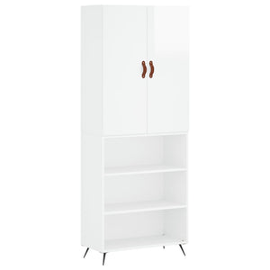 Credenza Bianco Lucido 69,5x34x180 cm in Legno Multistrato 3196045