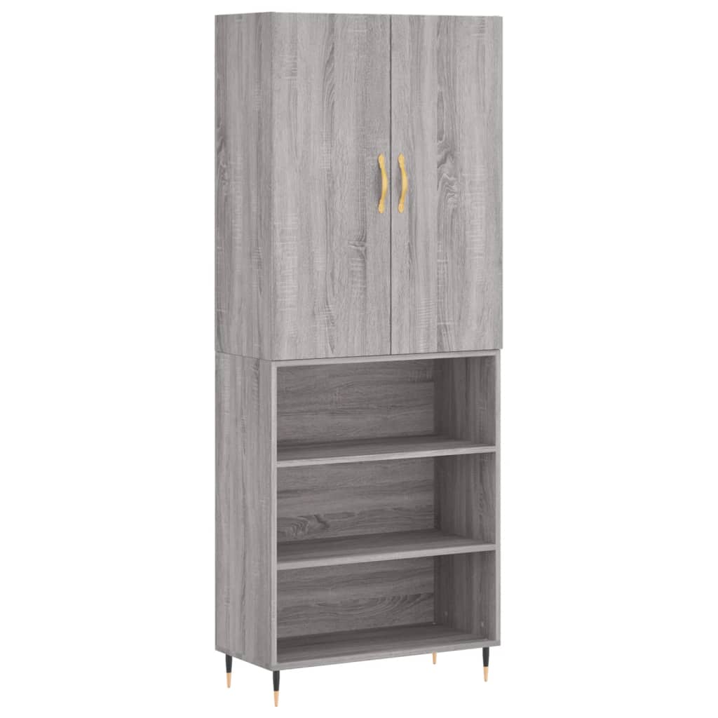 Credenza Grigio Sonoma 69,5x34x180 cm in Legno Multistrato 3196057