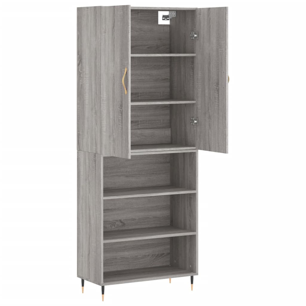 Credenza Grigio Sonoma 69,5x34x180 cm in Legno Multistrato 3196057