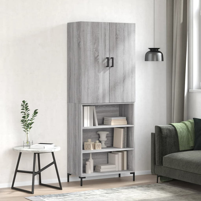 Credenza Grigio Sonoma 69,5x34x180 cm in Legno Multistrato 3196073