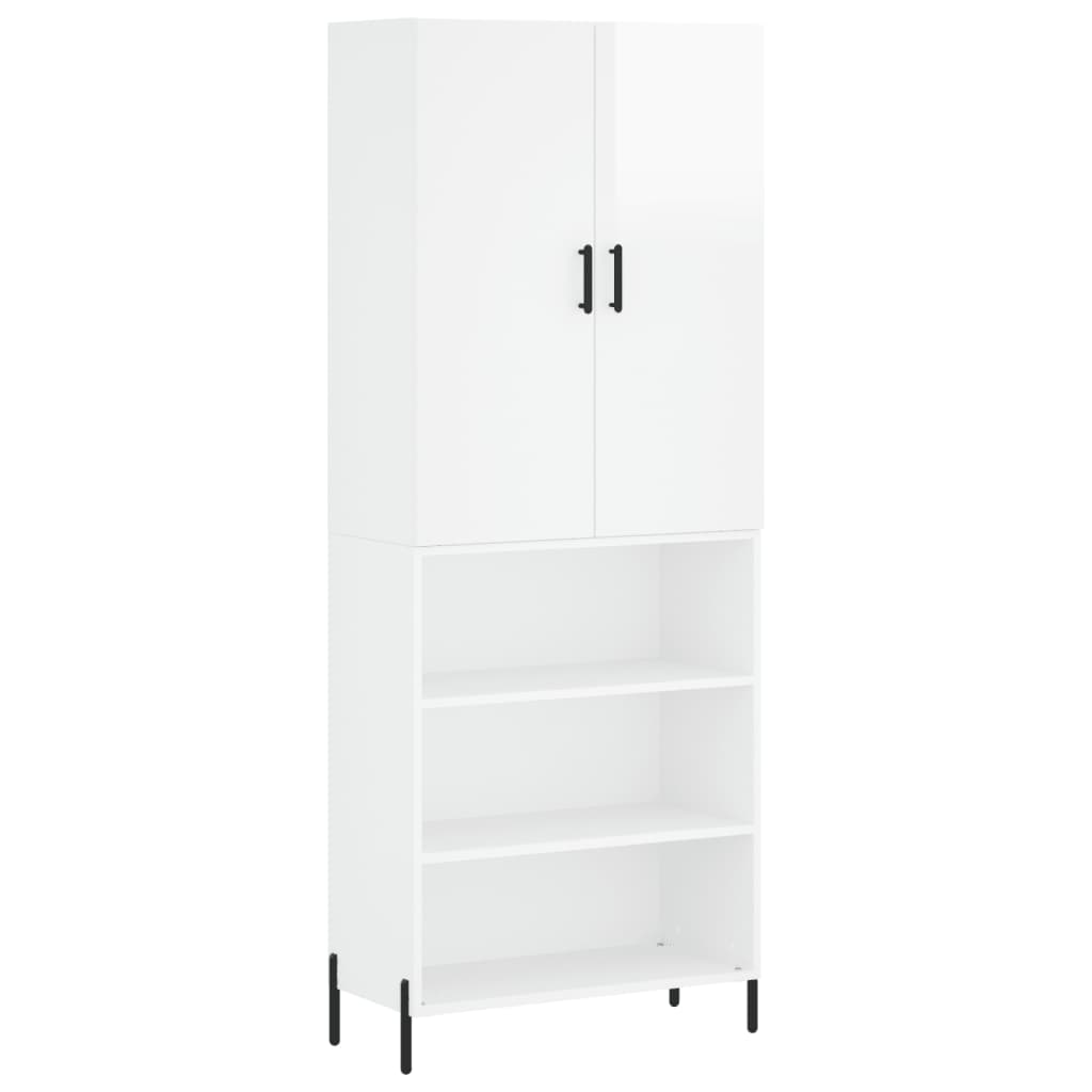 Credenza Bianco Lucido 69,5x34x180 cm in Legno Multistrato 3196077