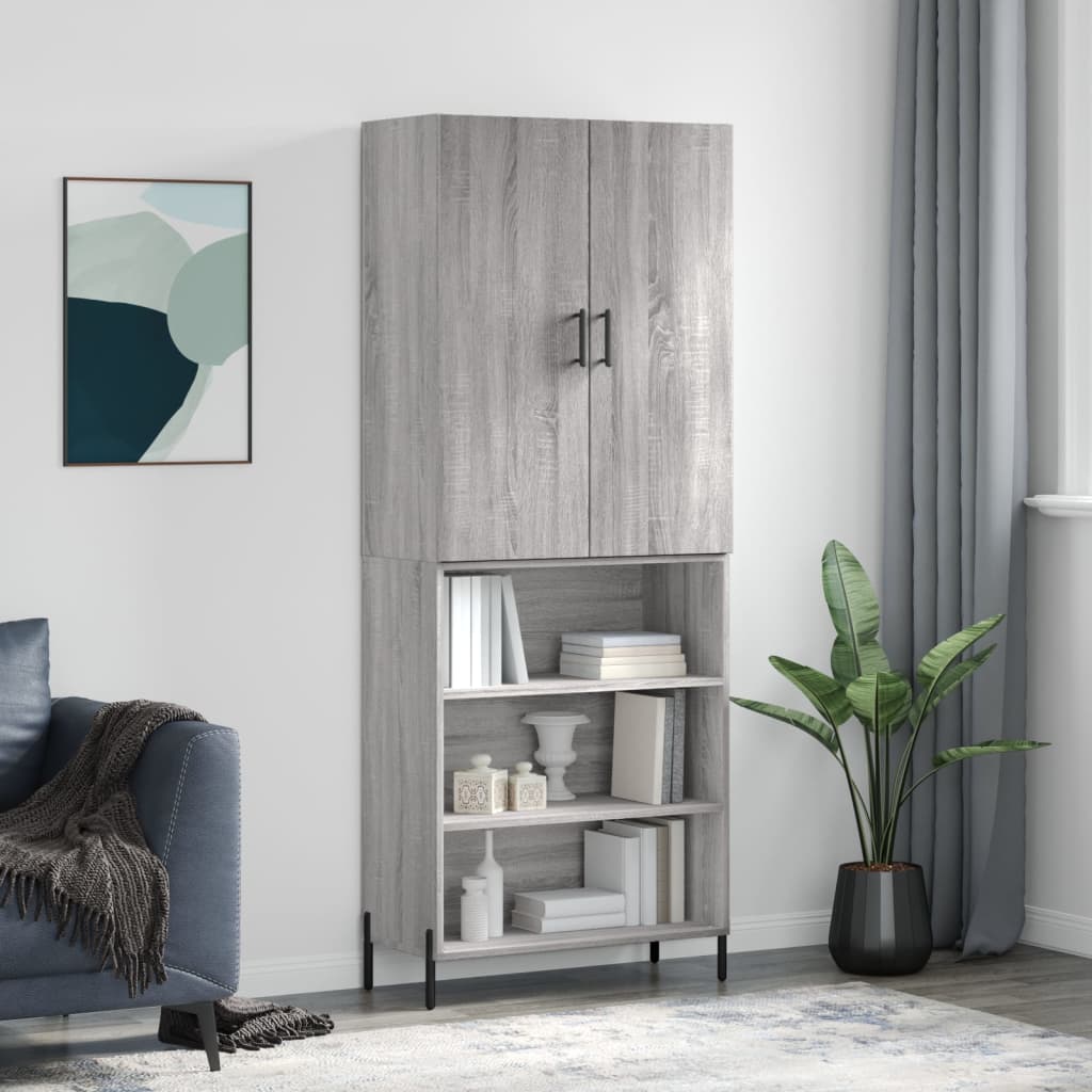 Credenza Grigio Sonoma 69,5x34x180 cm in Legno Multistrato 3196081