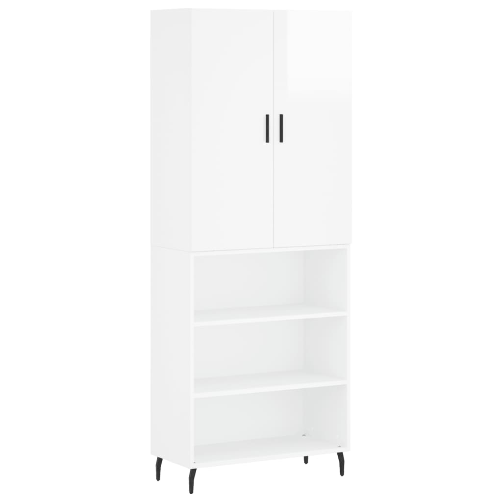 Credenza Bianco Lucido 69,5x34x180 cm in Legno Multistrato 3196085