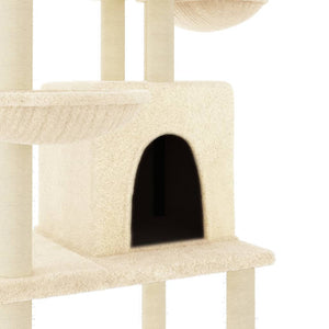 Albero per Gatti con Tiragraffi in Sisal Crema 180 cm 172031