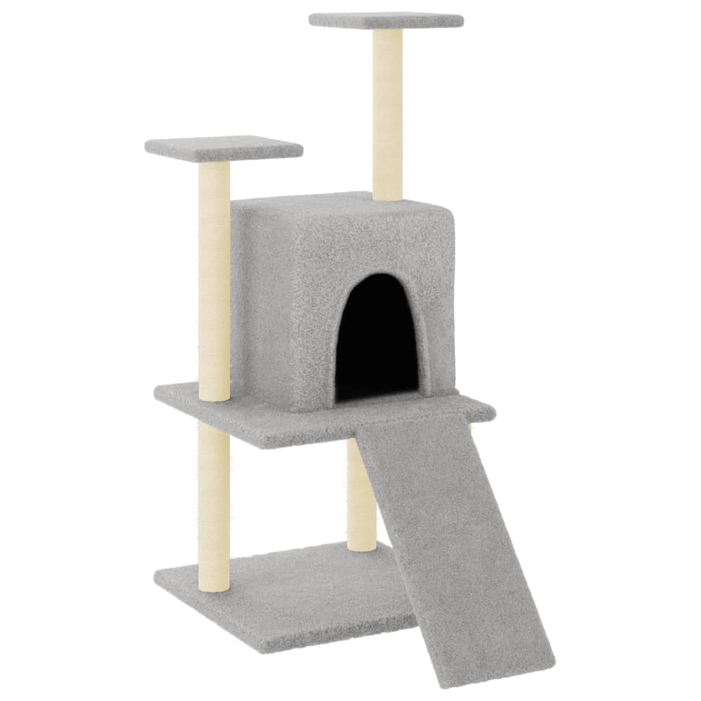 Albero per Gatti con Tiragraffi in Sisal Grigio Chiaro 110 cm 172038