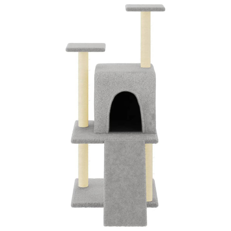 Albero per Gatti con Tiragraffi in Sisal Grigio Chiaro 110 cm 172038