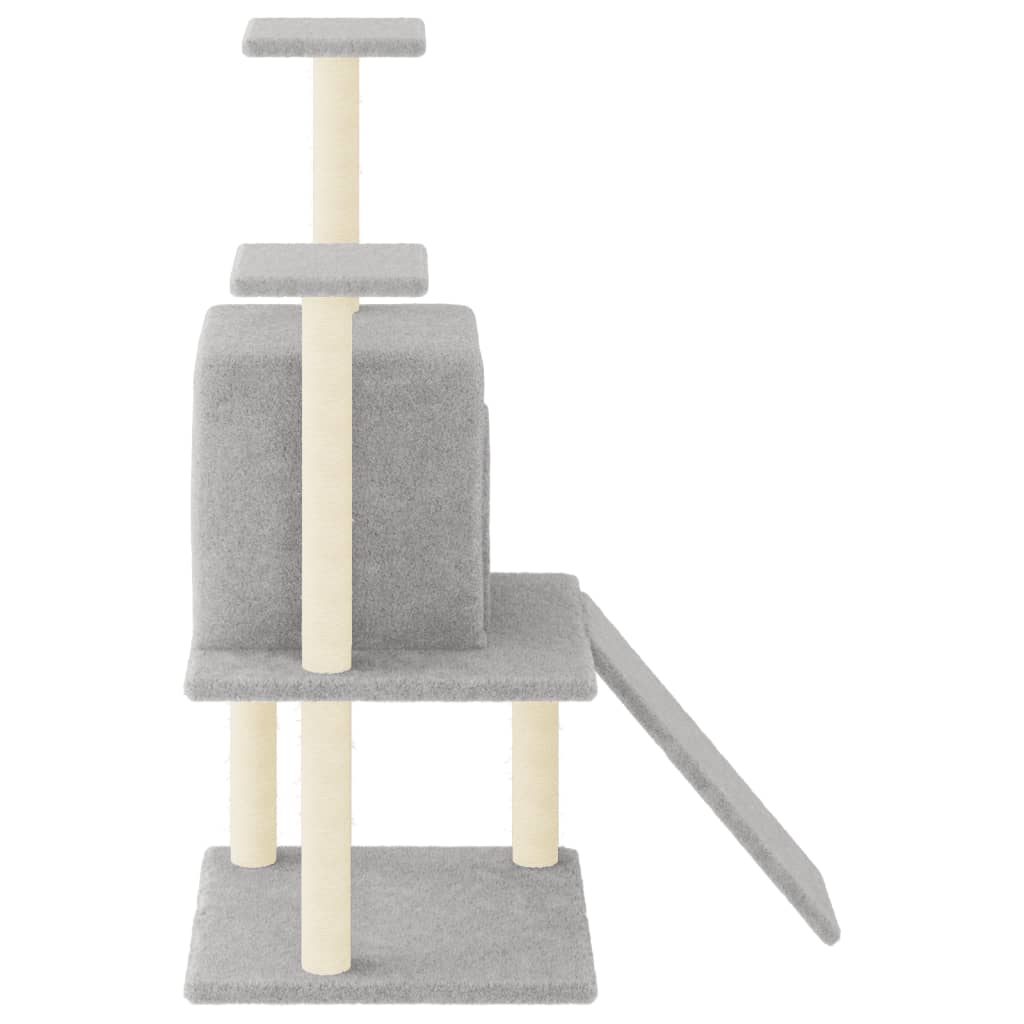 Albero per Gatti con Tiragraffi in Sisal Grigio Chiaro 110 cm 172038