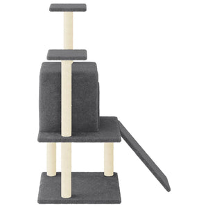 Albero per Gatti con Tiragraffi in Sisal Grigio Scuro 110 cm 172039