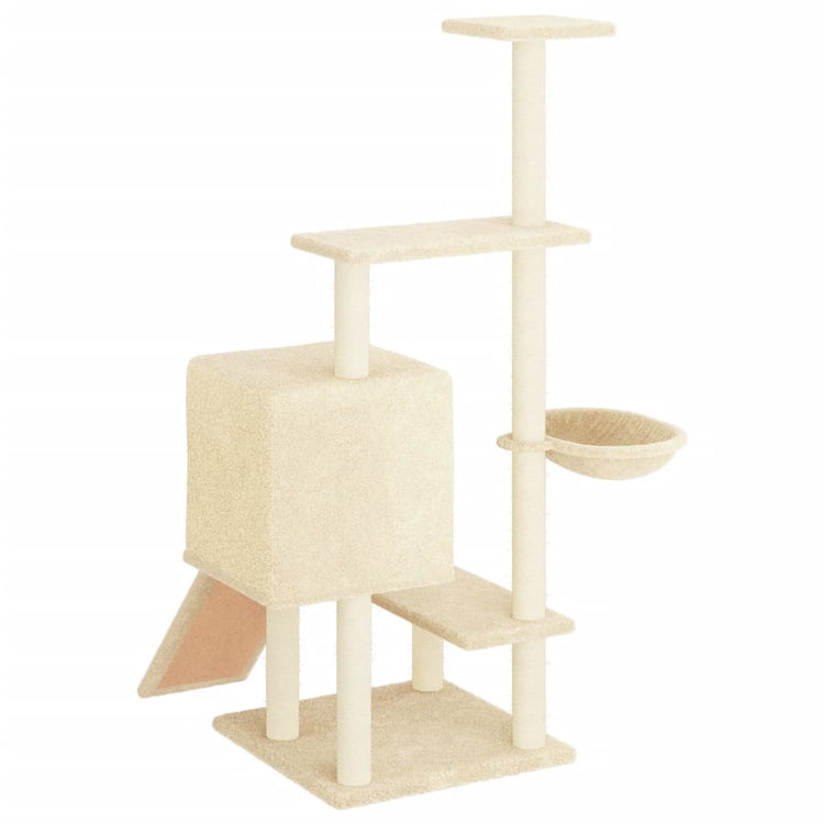 Albero per Gatti con Tiragraffi in Sisal Crema 130,5 cm 172040