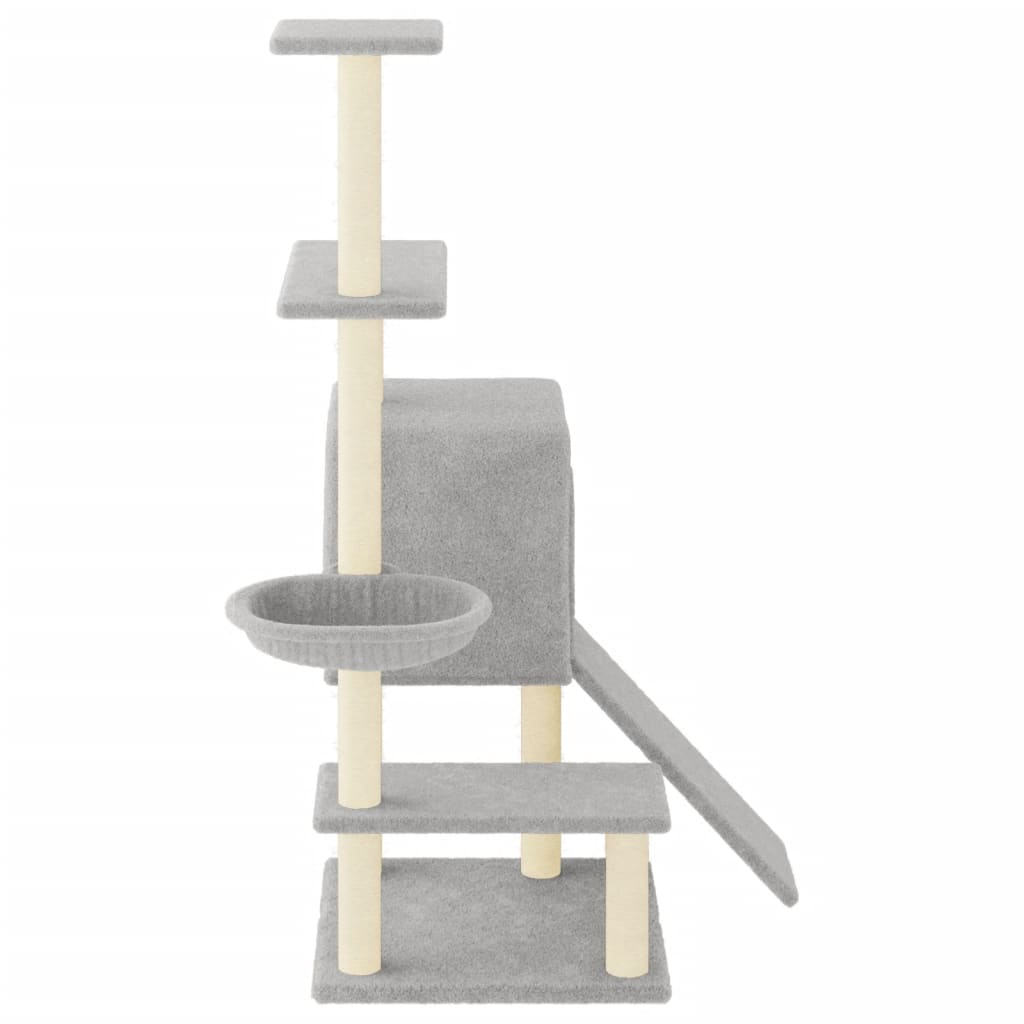 Albero per Gatti con Tiragraffi in Sisal Grigio Chiaro 130,5 cm 172041