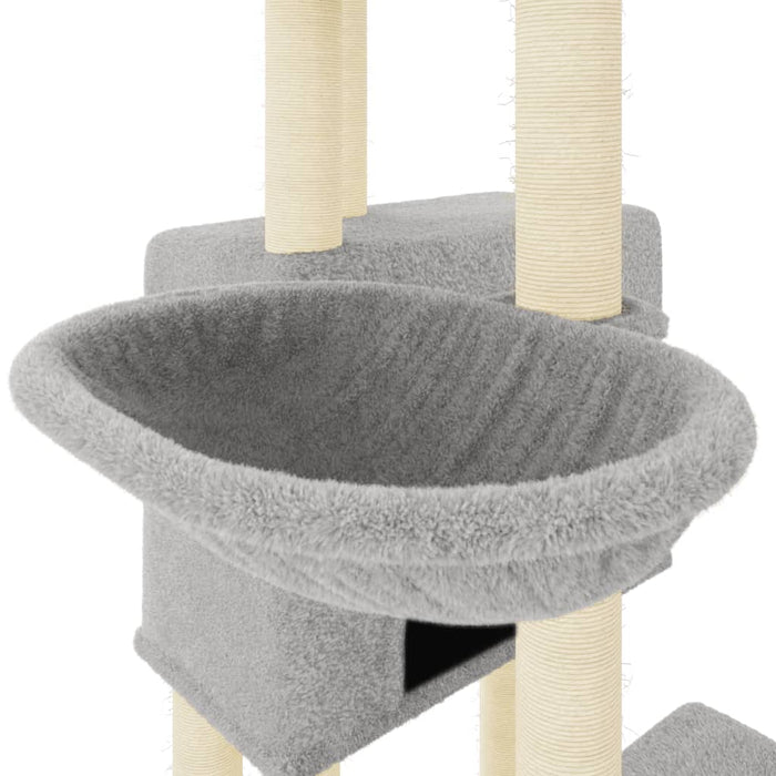 Albero per Gatti con Tiragraffi in Sisal Grigio Chiaro 122 cm 172053