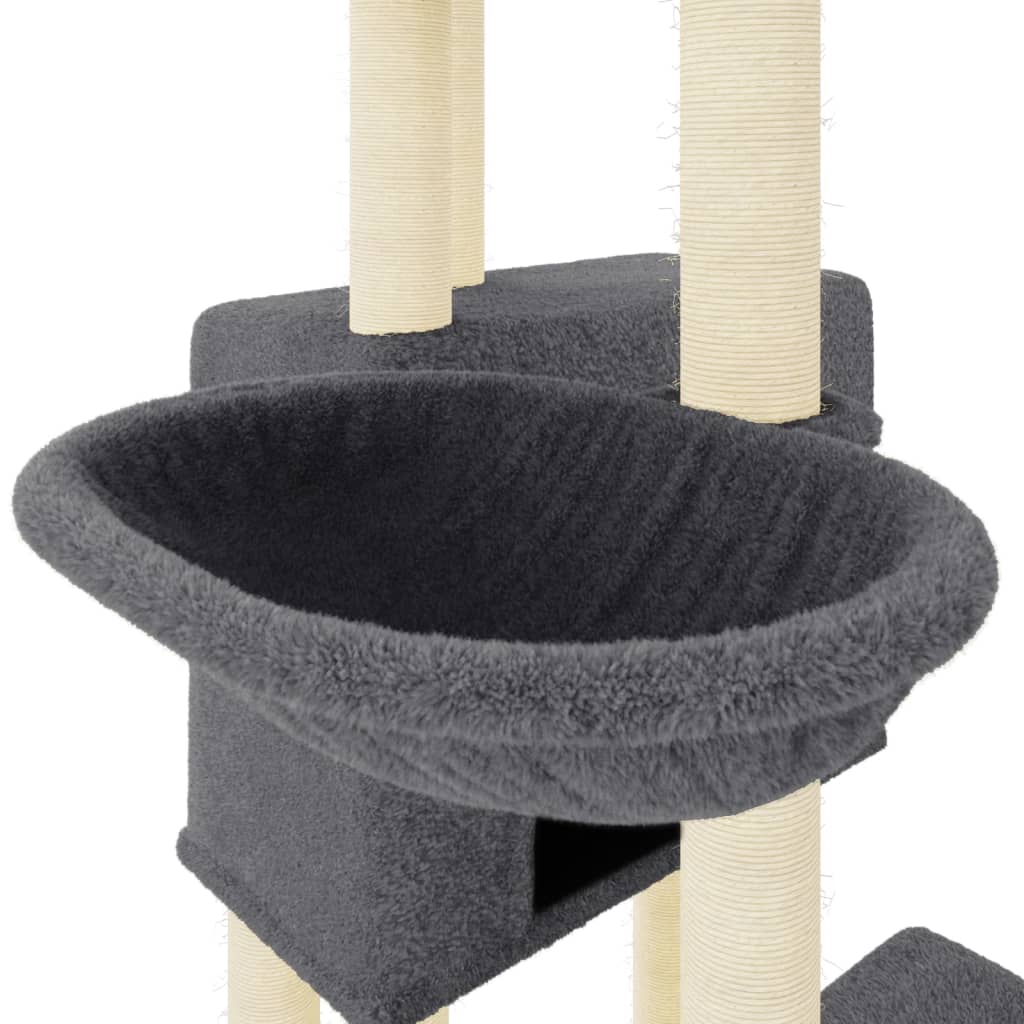 Albero per Gatti con Tiragraffi in Sisal Grigio Scuro 122 cm 172054