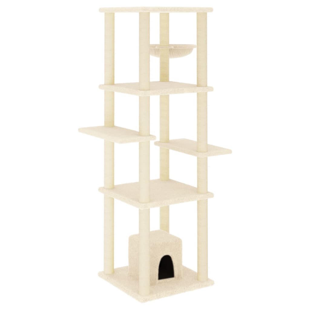 Albero per Gatti con Tiragraffi in Sisal Crema 154 cm 172055