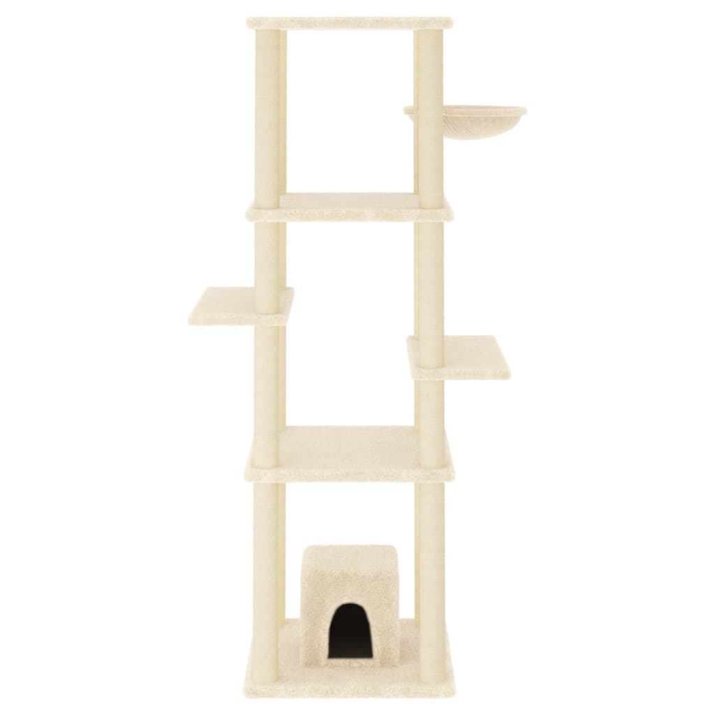 Albero per Gatti con Tiragraffi in Sisal Crema 154 cm 172055